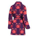Cute Crab Pattern Print Women's Bathrobe