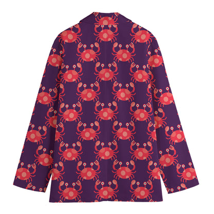 Cute Crab Pattern Print Women's Blazer