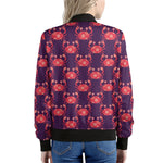 Cute Crab Pattern Print Women's Bomber Jacket
