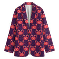 Cute Crab Pattern Print Women's Cotton Blazer