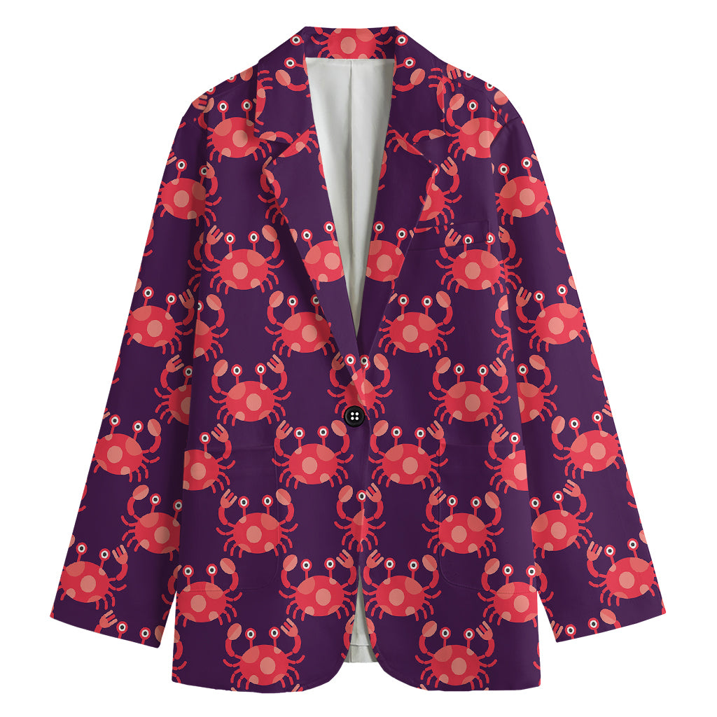Cute Crab Pattern Print Women's Cotton Blazer