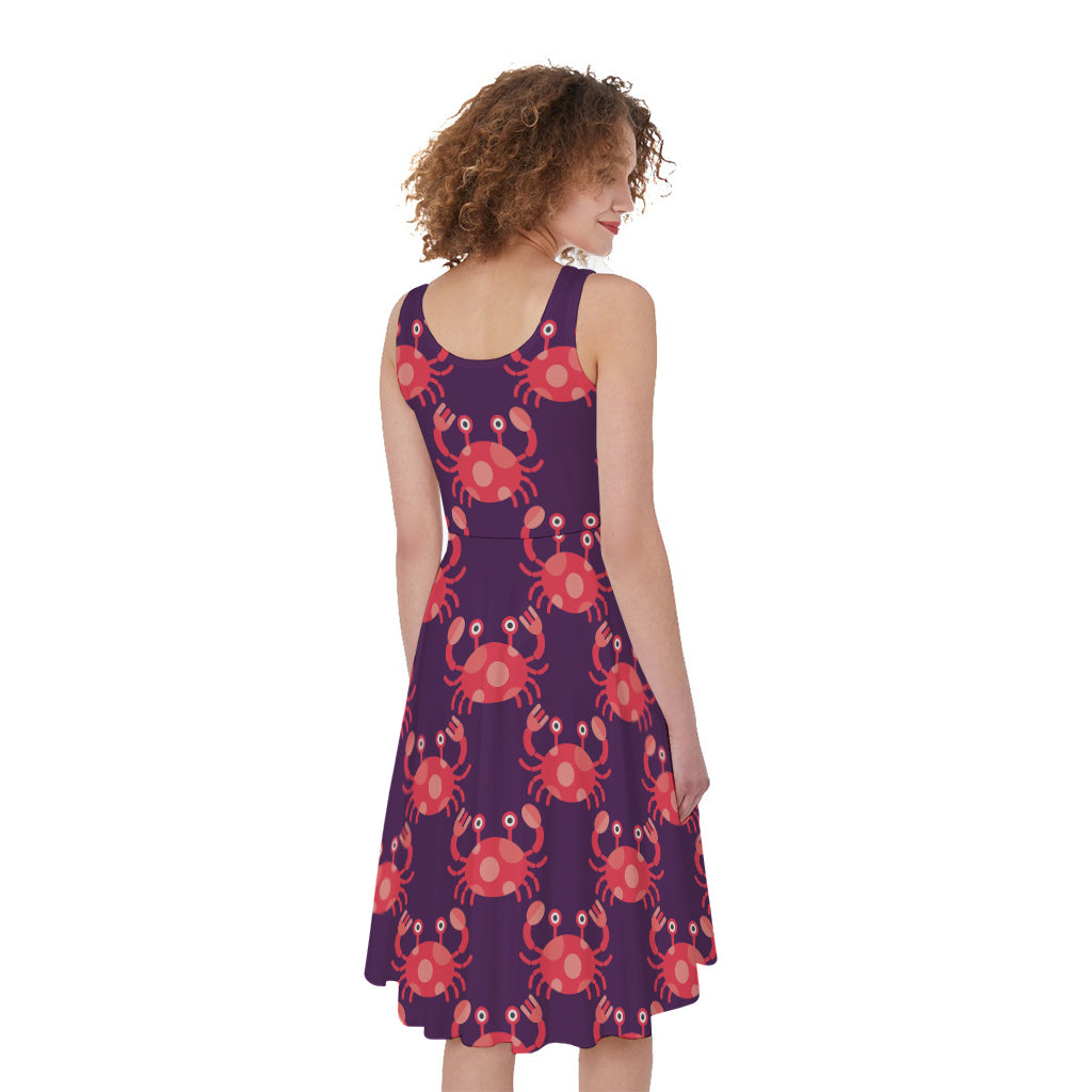 Cute Crab Pattern Print Women's Sleeveless Dress