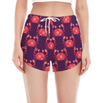 Cute Crab Pattern Print Women's Split Running Shorts