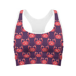 Cute Crab Pattern Print Women's Sports Bra