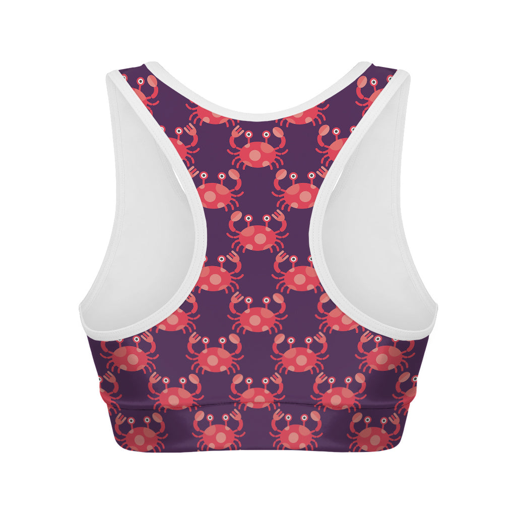 Cute Crab Pattern Print Women's Sports Bra