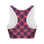 Cute Crab Pattern Print Women's Sports Bra