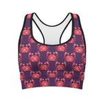 Cute Crab Pattern Print Women's Sports Bra