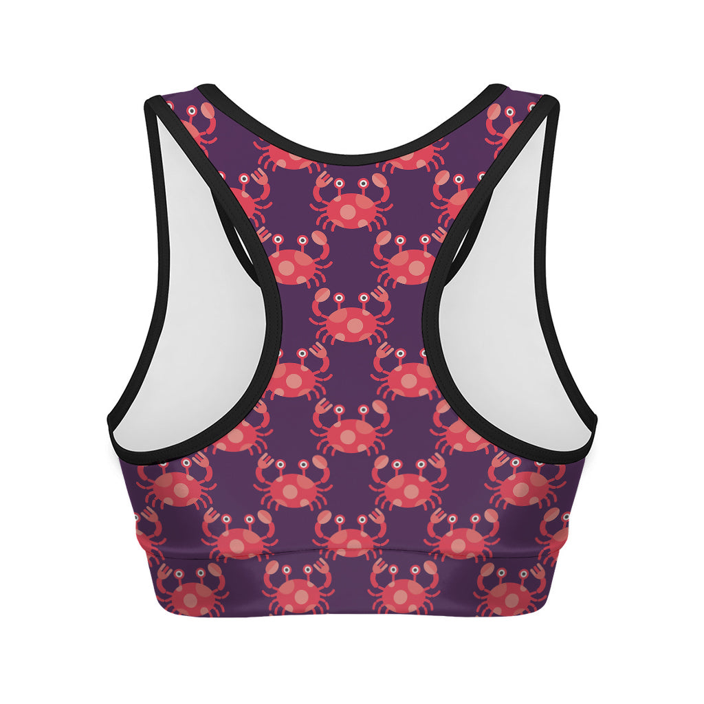 Cute Crab Pattern Print Women's Sports Bra