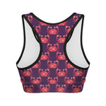 Cute Crab Pattern Print Women's Sports Bra