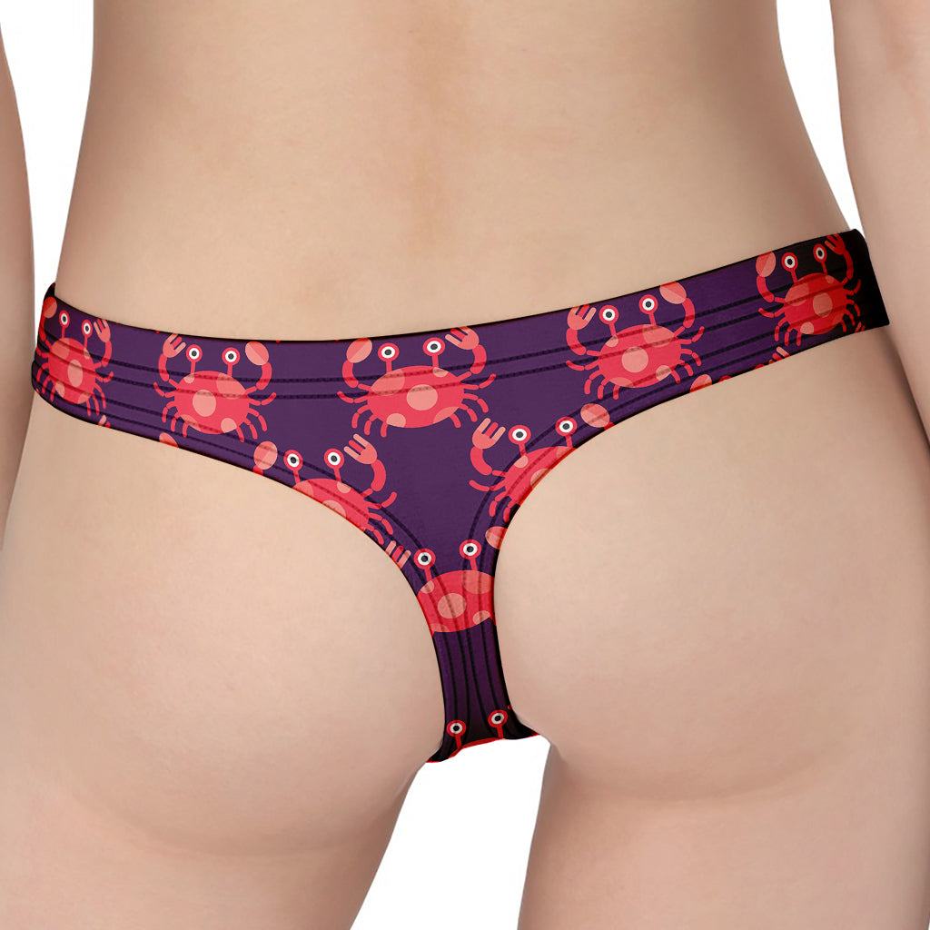 Cute Crab Pattern Print Women's Thong