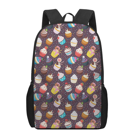 Cute Cupcake Pattern Print 17 Inch Backpack