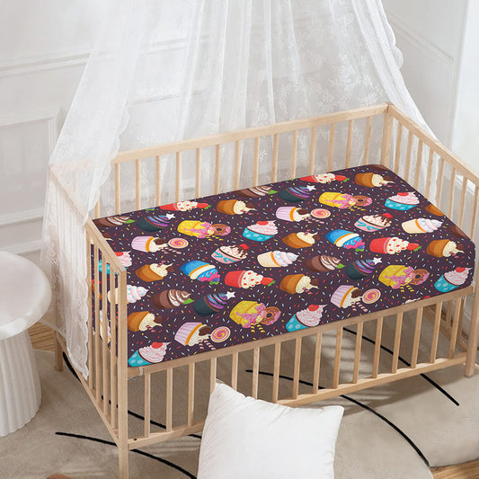 Cute Cupcake Pattern Print Baby Crib Sheet