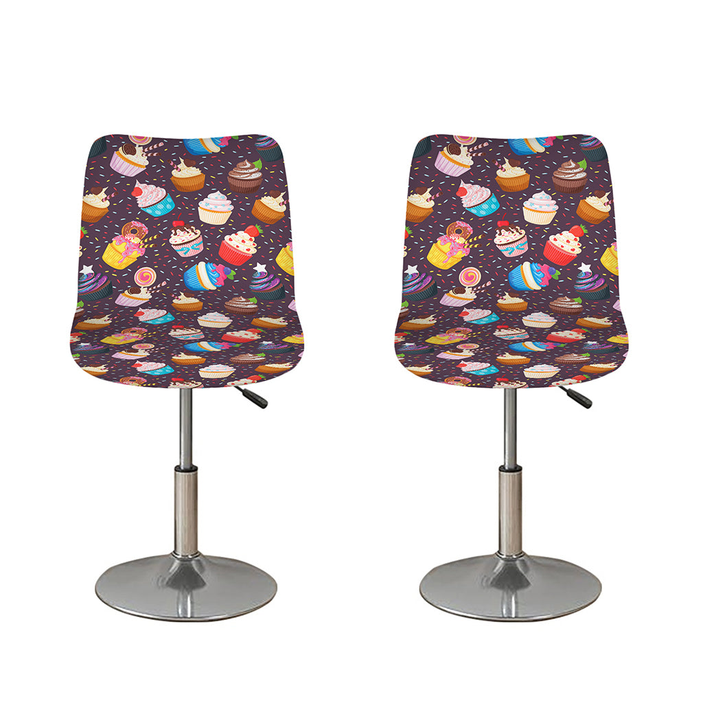 Cute Cupcake Pattern Print Bar Stool Covers