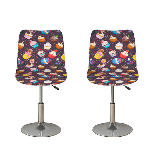 Cute Cupcake Pattern Print Bar Stool Covers