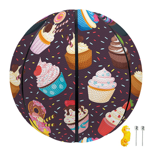 Cute Cupcake Pattern Print Basketball