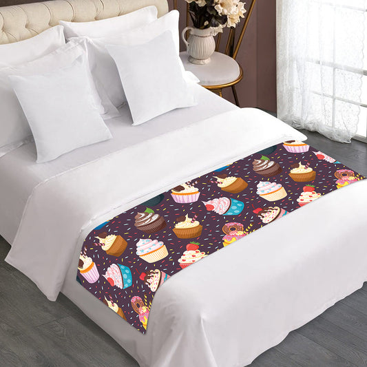 Cute Cupcake Pattern Print Bed Runner