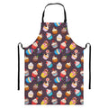 Cute Cupcake Pattern Print Bib Apron With Pocket