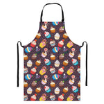 Cute Cupcake Pattern Print Bib Apron With Pocket