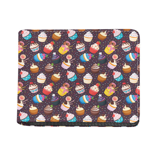 Cute Cupcake Pattern Print Bifold Wallet