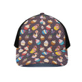 Cute Cupcake Pattern Print Black Mesh Trucker Hat