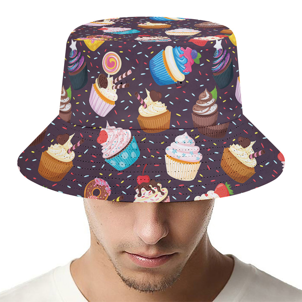 Cute Cupcake Pattern Print Bucket Hat