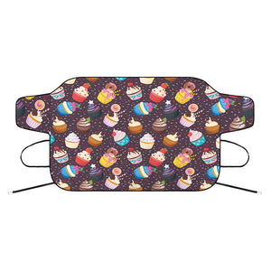 Cute Cupcake Pattern Print Car Windshield Snow Cover