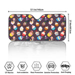 Cute Cupcake Pattern Print Car Windshield Sun Shade