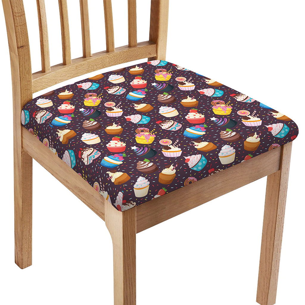 Cute Cupcake Pattern Print Chair Cushion Cover