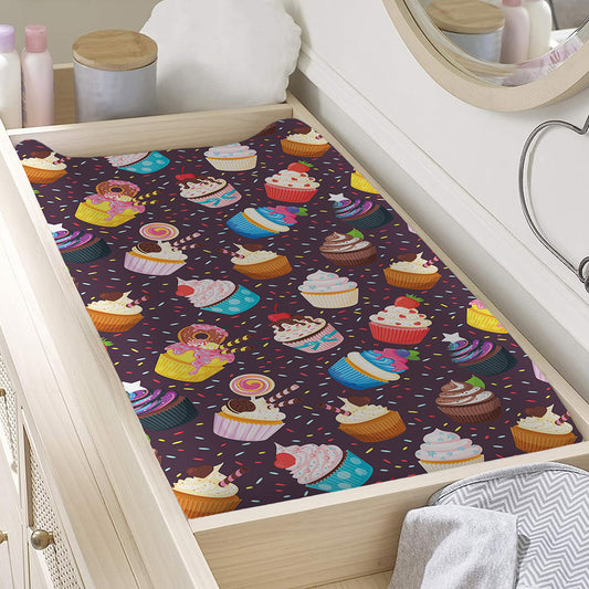 Cute Cupcake Pattern Print Changing Pad Cover
