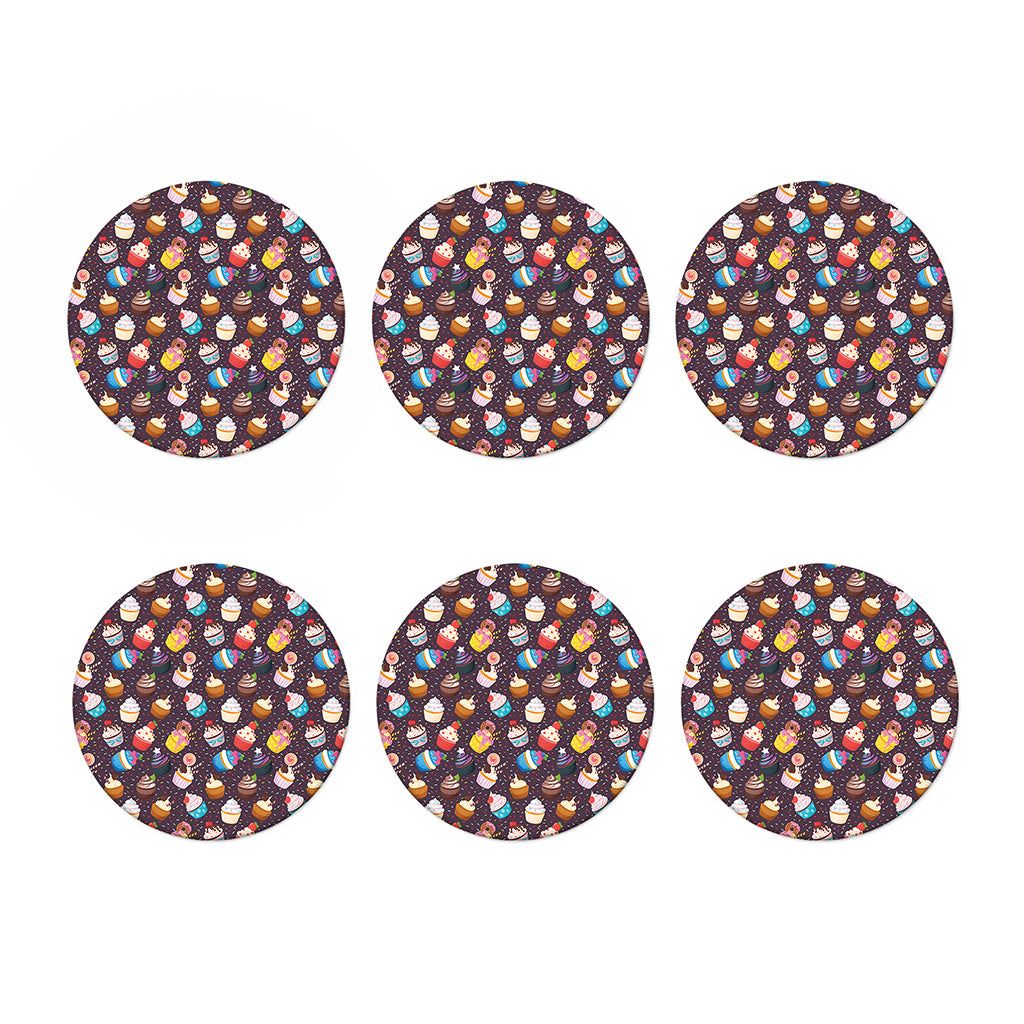 Cute Cupcake Pattern Print Coaster Set