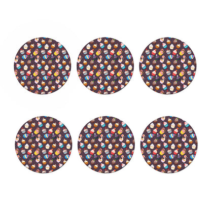 Cute Cupcake Pattern Print Coaster Set