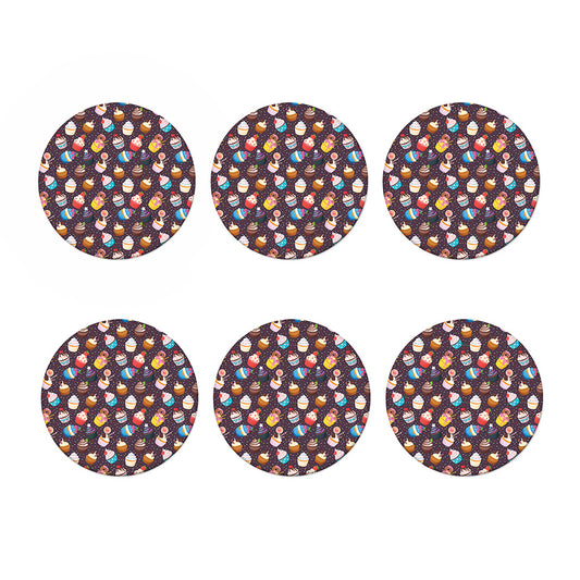 Cute Cupcake Pattern Print Coaster Set