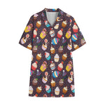 Cute Cupcake Pattern Print Cotton Hawaiian Shirt