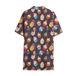 Cute Cupcake Pattern Print Cotton Hawaiian Shirt