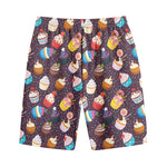 Cute Cupcake Pattern Print Cotton Shorts