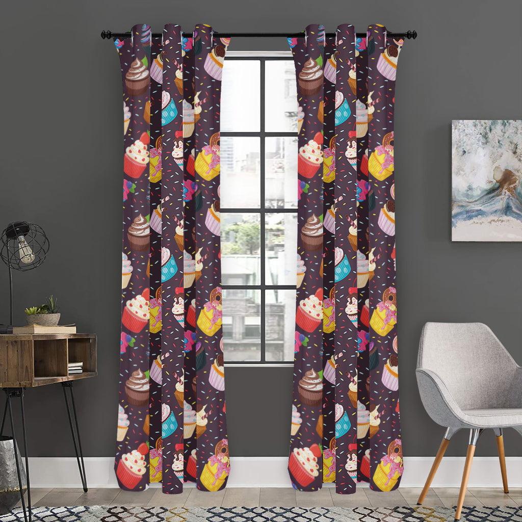 Cute Cupcake Pattern Print Curtain