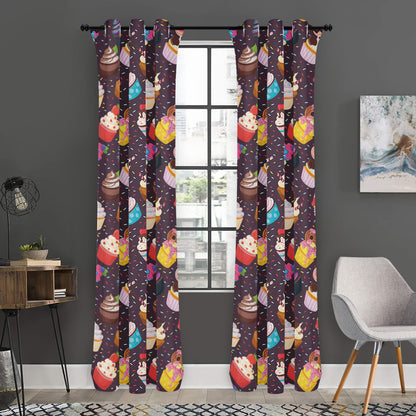 Cute Cupcake Pattern Print Curtain