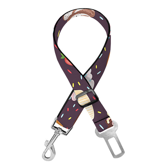 Cute Cupcake Pattern Print Dog Seat Belt