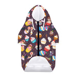 Cute Cupcake Pattern Print Dog Zip Up Hoodie