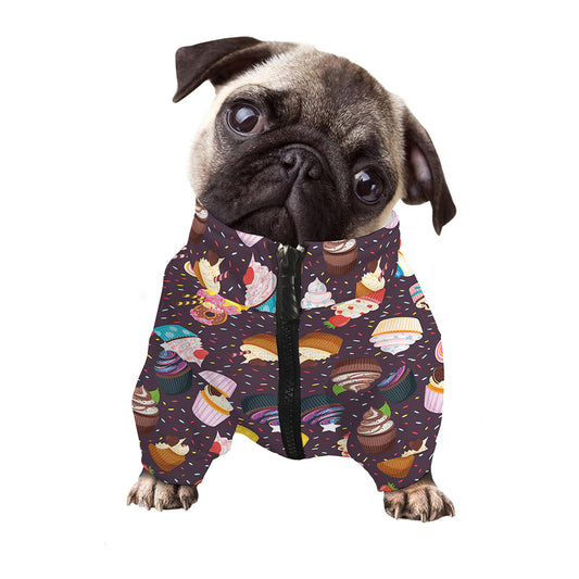 Cute Cupcake Pattern Print Dog Zip Up Jacket
