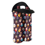 Cute Cupcake Pattern Print Double Neoprene Wine Tote