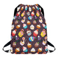 Cute Cupcake Pattern Print Drawstring Backpack