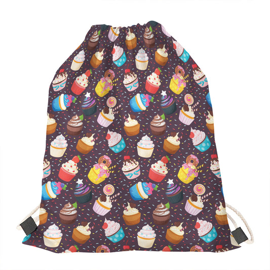 Cute Cupcake Pattern Print Drawstring Bag
