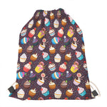 Cute Cupcake Pattern Print Drawstring Bag
