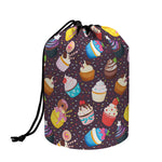 Cute Cupcake Pattern Print Drawstring Makeup Bag