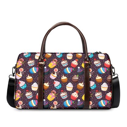 Cute Cupcake Pattern Print Duffle Bag