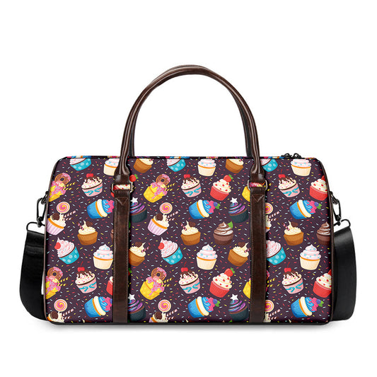 Cute Cupcake Pattern Print Duffle Bag