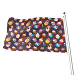 Cute Cupcake Pattern Print Flag