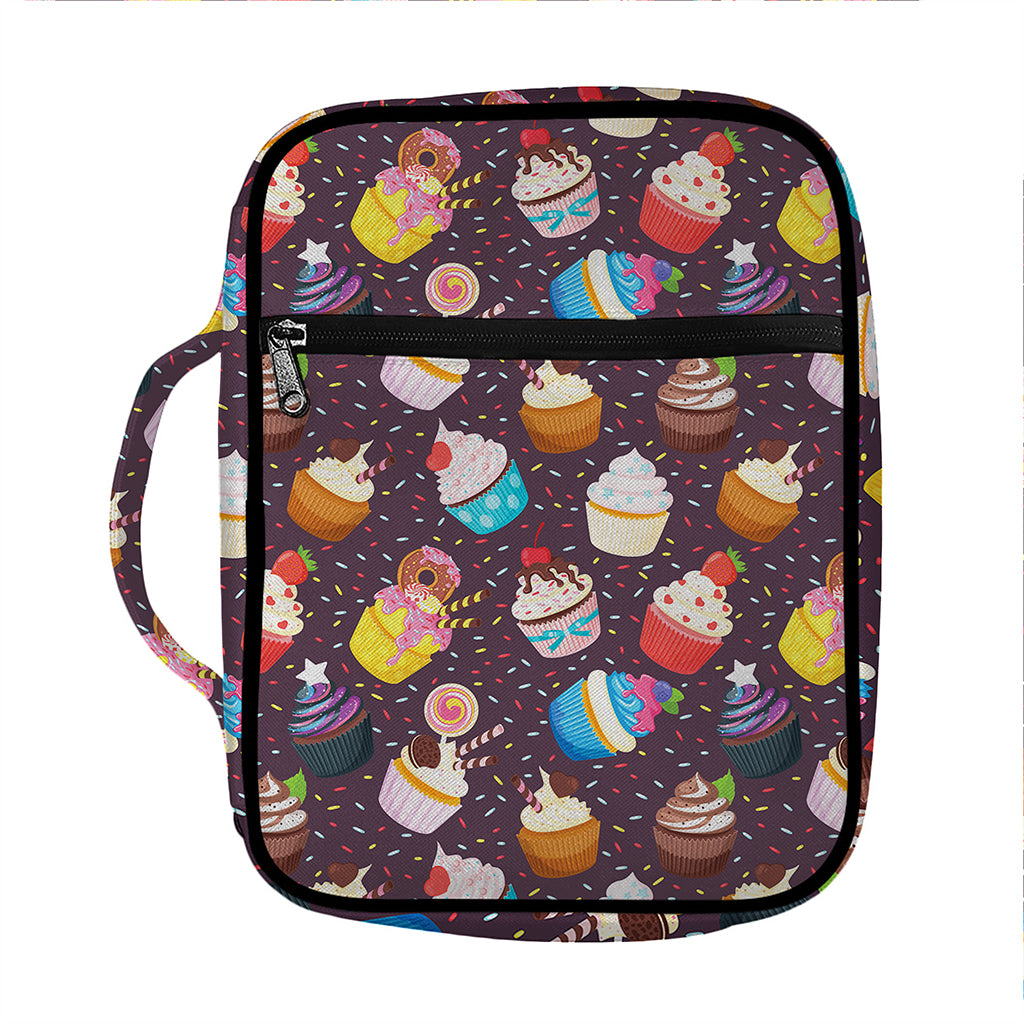 Cute Cupcake Pattern Print Front Pocket Bible Bag