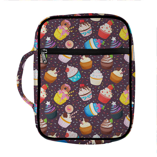 Cute Cupcake Pattern Print Front Pocket Bible Bag